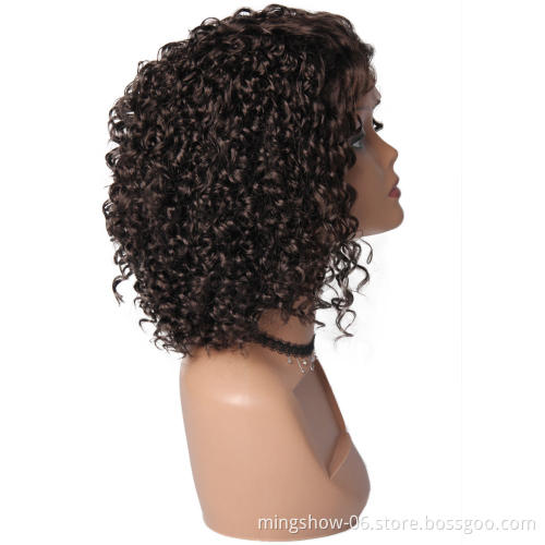 Cheap synthetic lace frontal wig, best quality deep wave curly synthetic wig